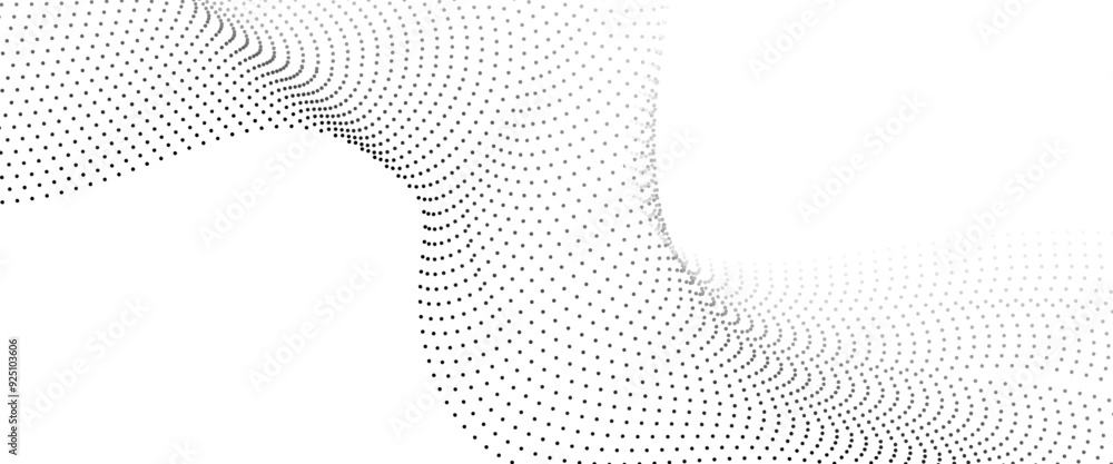 Aufkleber abstract halftone flowing wavy gradient dots shape isolated on transparent background. technology ab