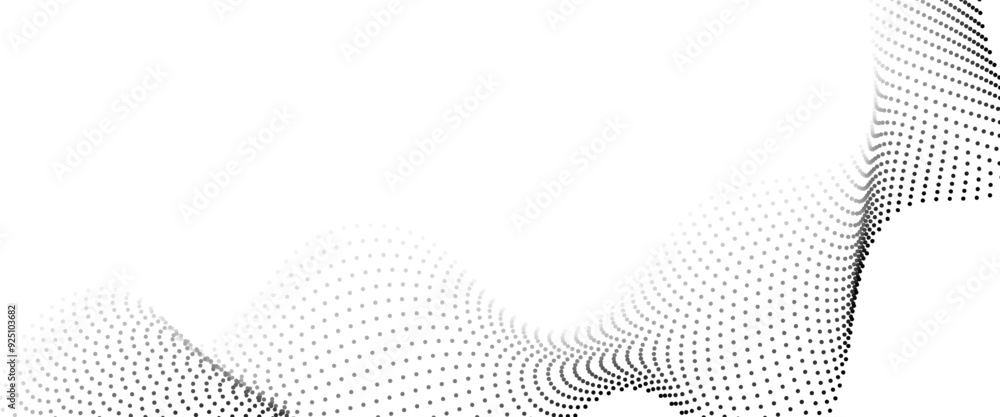 Aufkleber abstract halftone flowing wavy gradient dots shape isolated on transparent background. technology ab
