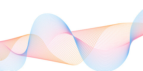  Futuristic colorful blend wave lines on transparent background. Technology abstract lines on white background. Undulate Grey Wave Swirl, frequency sound wave, twisted curve lines with blend effect.	
