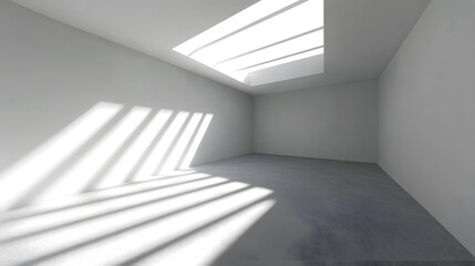 Obraz premium Minimalist Interior Design with Sunlight Shining Through Skylight