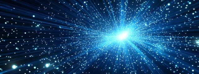 Obraz premium Abstract blue light speed background with laser beams, a technology and science concept