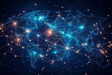 Obraz premium Global Digital Business Network Connection Illustration created with Generative AI