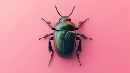 A bug is on a pink background