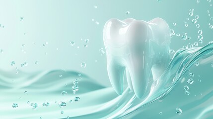 A tooth is floating in a stream of water