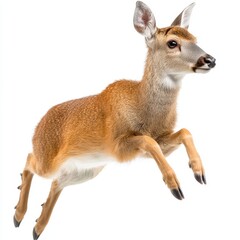 Fototapeta premium This picture shows an Asian Water Deer (Hydropotes inermis) running and hunting in a forest, isolated on a transparent background.