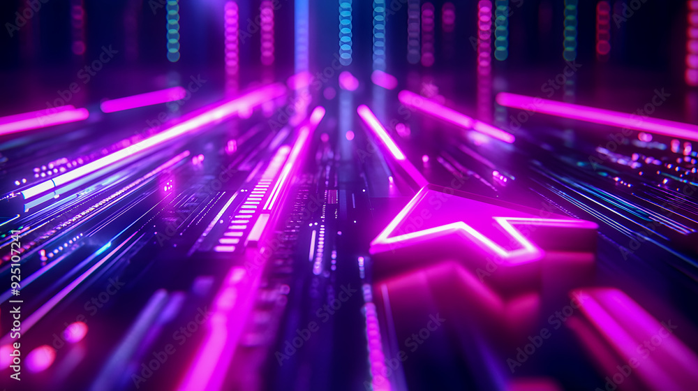 Aufkleber mesmerizing abstract futuristic background with vibrant neon lights and dynamic rays forming a glowi