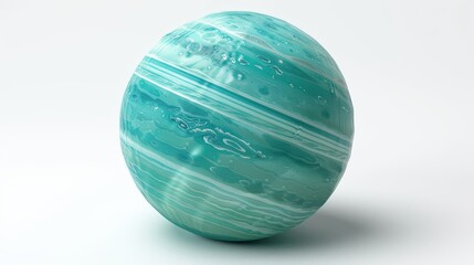 Blue and White Striped Sphere on White Background