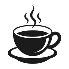 Black silhouette hot caffeine cup icon and vector illustration