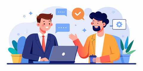 Business negotiations. Two businessmen are discussing a deal or a startup. Business partners conversation
