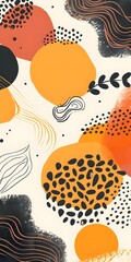 Abstract Background With Yellow Orange and Black Shapes