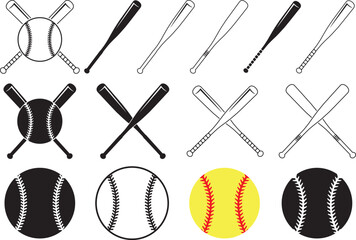 Baseball Silhouette, Baseball Bat, Softball Clipart