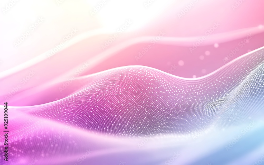 Poster minimalistic technology background with a wave of digital particles in cool tones