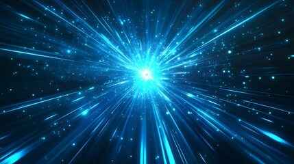 Fototapeta premium Abstract blue light speed background with laser beams, a technology and science concept