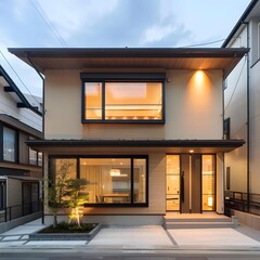 Modern Two Story House With Large Windows and Wooden Siding