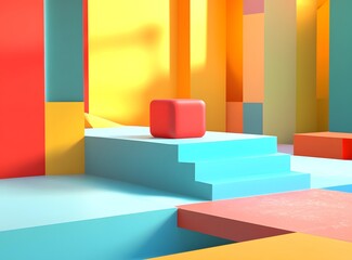 Abstract Colorful Geometric Shapes 3D Illustration