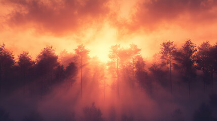 Naklejka premium dense fog rolling through a mysterious 