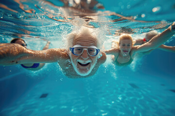 Fototapeta premium Joyful leap into the water