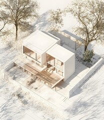 Minimalist Modern House Architectural Sketch Design