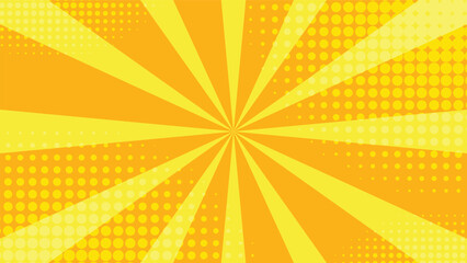 sunburst background with abstract yellow and orange halftone dot graphic pattern decoration