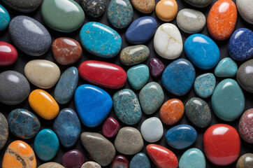 colored sea pebbles macro