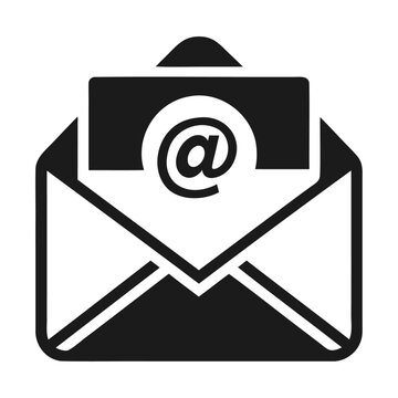 recommend clip art: Black silhouette fax mail contact envelope sign icon and vector illustration isolated on a white background