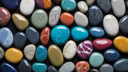colored sea pebbles macro