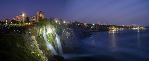 Duden Waterfall is a natural attraction of Antalya. The lower cascade of the waterfall in the Lara area	