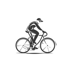 Obraz premium Stylized Silhouette of Cyclist in Motion: Road Bike Vector Illustration