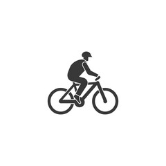 Obraz premium Monochromatic Icon: Cyclist in Helmet on Bicycle