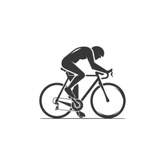Obraz premium Monochromatic Cyclist in Aggressive Riding Position: Vector Illustration
