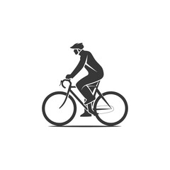 Obraz premium Monochromatic Cyclist in Protective Gear: Minimalist Vector Illustration