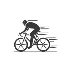 Obraz premium Dynamic Silhouette of Cyclist in Motion, Speed Lines Graphic