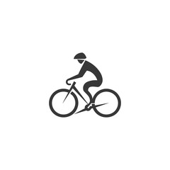 Obraz premium Minimalist Cyclist Icon: Helmet, Road Bike, Gray Silhouette