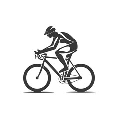 Obraz premium Stylized Silhouette of Cyclist in Motion, Road Bike Icon