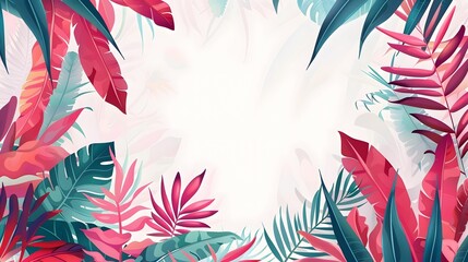 Tropical Leaves Frame Background Illustration