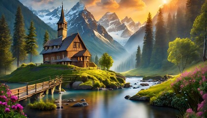 Fototapeta premium lake in the mountains