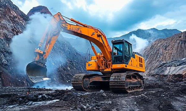 Excavator working