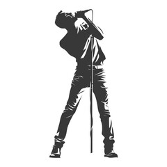 Naklejka premium Passionate Rock Singer Silhouette: Monochromatic Music Vector Art