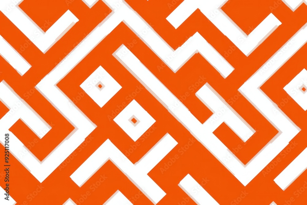 Aufkleber abstract geometric pattern in vibrant orange and white colors creating a mesmerizing design