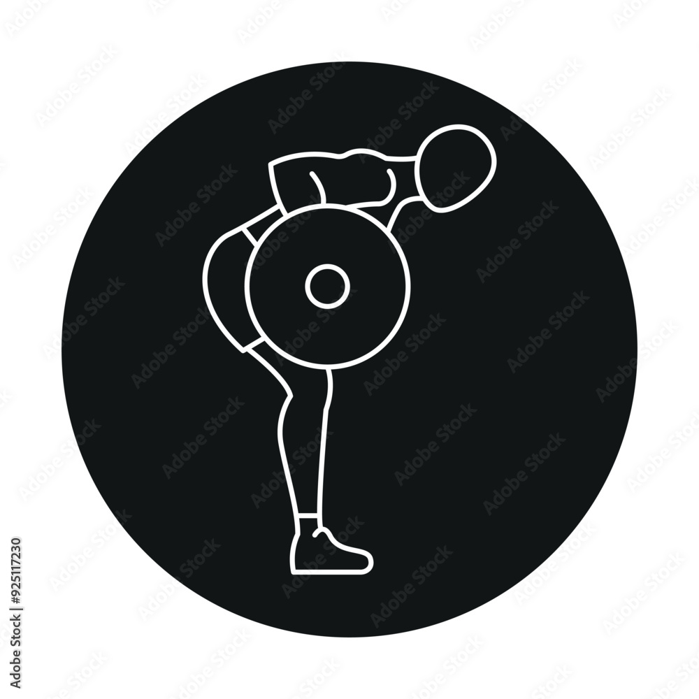 Poster bent over row line icon. vector isolated element.