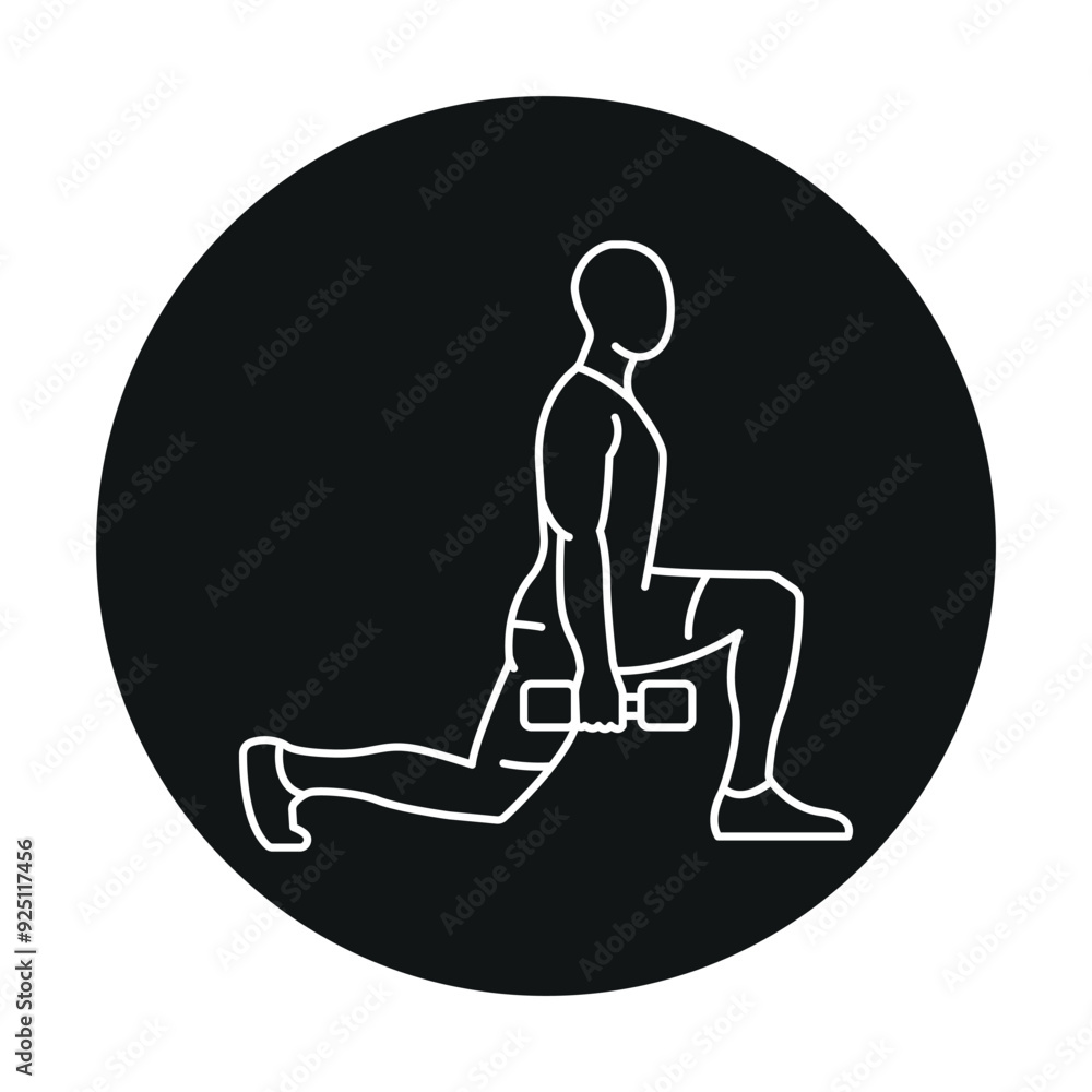 Poster lunges with dumbbells line icon. vector isolated element.