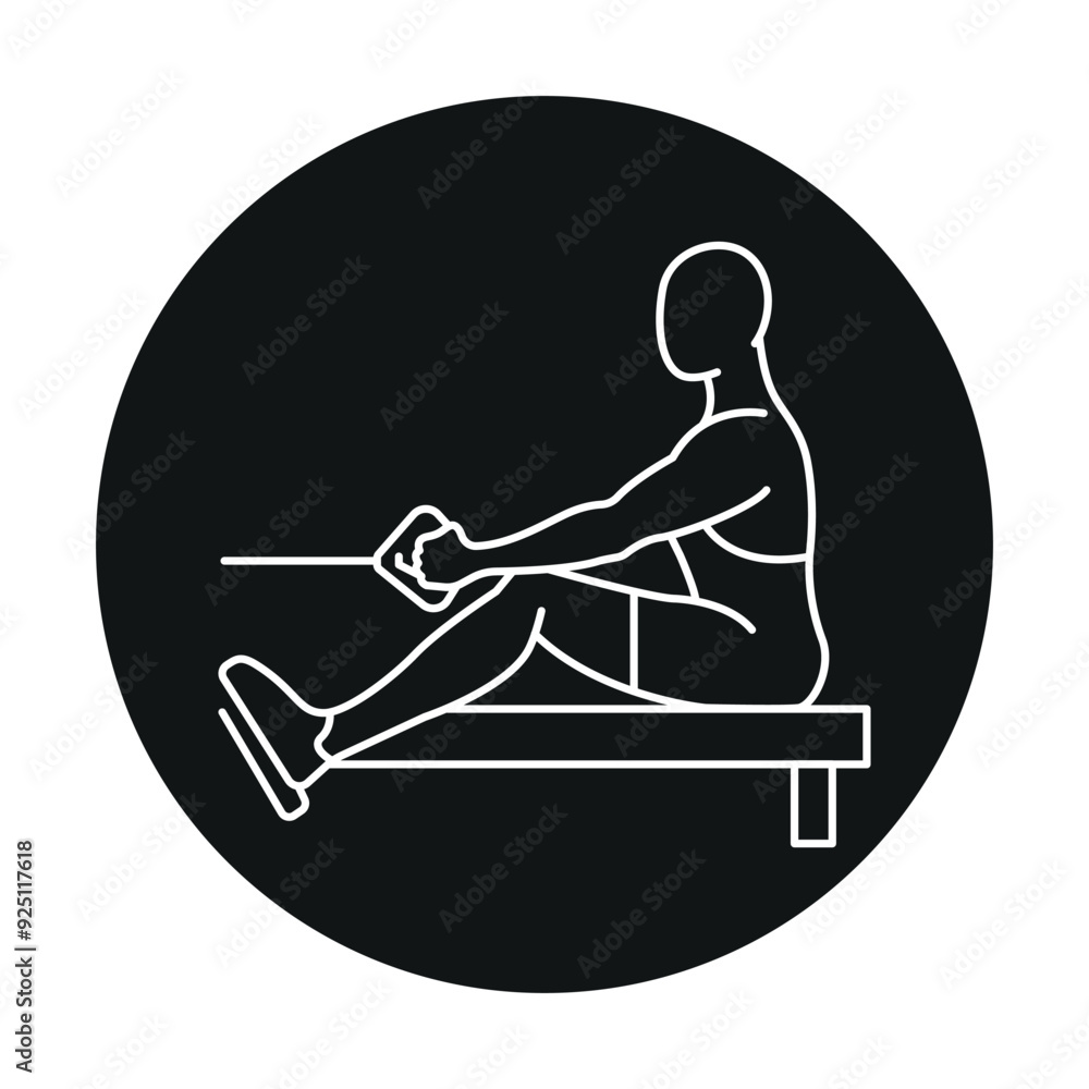 Poster seated row line icon. vector isolated element.