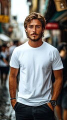 Fototapeta premium White t-shirt mockup | Mockup