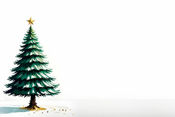 A minimalist christmas trees on white background with space for text