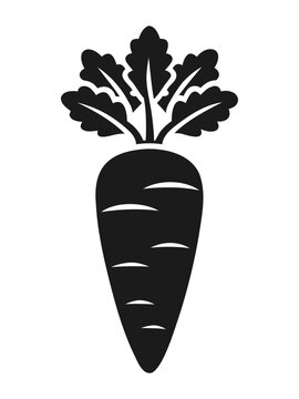 recommend clip art: Black silhouette vegetable carrot icon and vector illustration