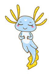 Cute cartoon axolotl isolated on white - funny animal for Your happy design 2
