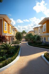 Fototapeta premium Luxury Townhouse Community with Tropical Landscape