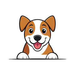 Cute dog peeking cartoon vector clipart, perfect for digital downloads and printables.