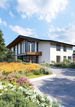 Modern House with Flower Garden