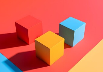 Obraz premium Abstract Minimalist Colorful Cubes on Colorful Background